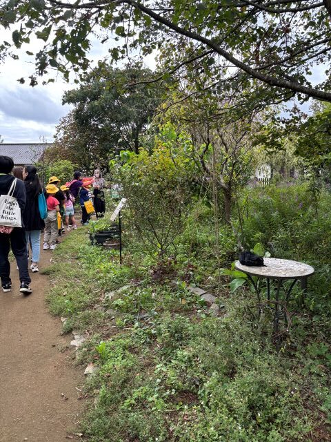 近所の小学生がガーデンの散策に来てくれました